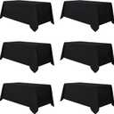 sancua 6 Pack Black Tablecloth 90 x 132 Inch - Rectangle Table Cloth for 6 Feet Tables Stain and Wrinkle Resistant Washable Polyester Table Cover for Dining Wedding Banquet Party Buffet Restaurant