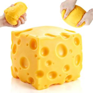 3 x Cheese Squishy, 7cm Squeeze Fidget Toys Squishies Stress Balls for Stress Relief Stocking Stuffers Birthday Gifts Party Favors for Kids Adults Teens Boys Girls Class Prizes(2.75 inch)- 1 Pcs