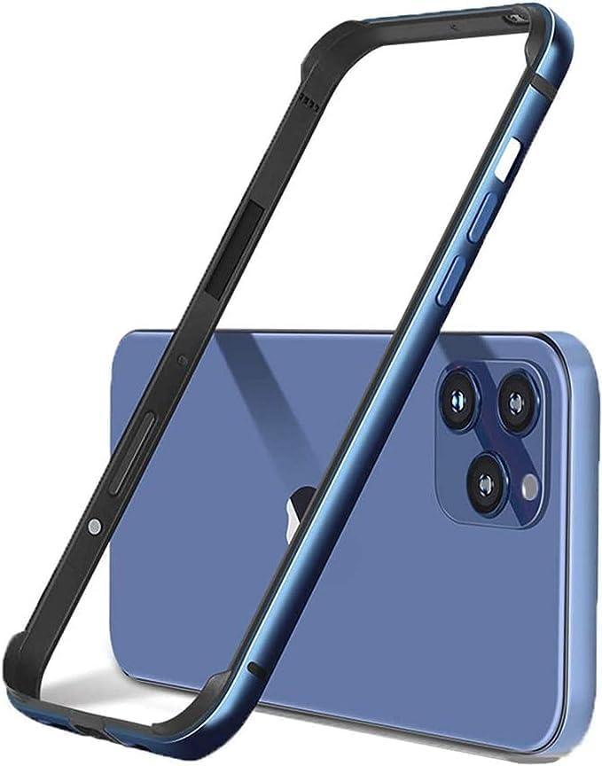 New Aluminum Frame Metal Bumper Frame Slim Hard Case Cover for iPhone15pro, Metal Frame with Soft Inner Bumper, Raised Edge Protection (Blue, for iPhone15 Pro)