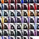 GUSLESON 3.15"8cm Mens Floral Tie and Lapel Pin Necktie Hankerchief Cufflinks Set for Men (Black)