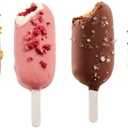 Lku Set of 4 Classic Creamy Ice Cream Molds + Toppings Container | Fun Shape Homemade Freezer Ice Pops | Flexible Platinum Silicone for Easy Fill & Unmold | Reusable & Dishwasher Safe| Brown