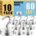 Magnetic Hooks, 80LBS Heavy Duty Magnetic Hooks for Cruise Cabins, Metal Hooks for Cruise Ship Walls, Refrigerator, Classroom, Grills, Extra Strong Cruise Magnet Hooks for Hanging, 20 Pack (Silver)