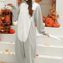 Adult Mouse Costume Rat Onesie Animal Pajamas Mouse Halloween Costumes Cartoon Cosplay Sleepwear for Women Men (Gray, S)