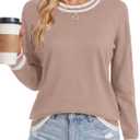 LYANER Women's Crew Neck Long Sleeve Lightweight Knit Pullover Elegant Sweater Shirt (S)