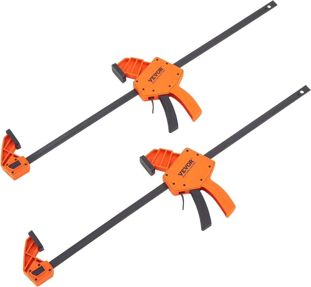 VEVOR Bar Clamps for Woodworking, 2-Pack 24" One-Handed Clamp/Spreader, Quick-Change F Clamp with 300 lbs Load Limit, High-strength Plastic and Carbon Steel, Wood Clamps for Woodworking Metal Working