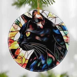 2 x Black Cat Ornament, Christmas Ornament  Christmas Tree Decor, Holiday Decoration, Stocking Stuffer, Festive Gift Idea, Gifts for Cat Lover, Friends, and Family