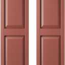 Builders Edge 14.5 in. W x 44 in. H, Custom Two Equal Panels, Raised Panel Shutters, Includes Matching Installation Spikes (Per Pair), 027 - Burgundy Red