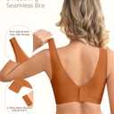 Wireless Bras for Women, Seamless Full Coverage Comfortable Soft V Neck No Underwire Support Push Up Everyday Bra (Small, Brown)