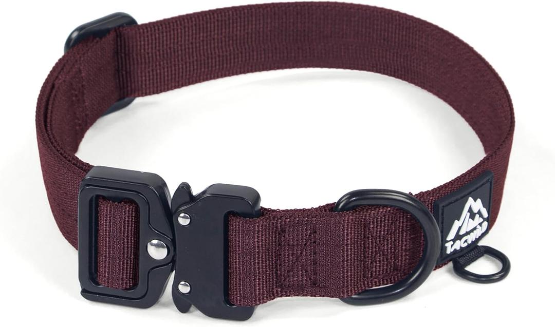 Heavy Duty Dog Collars for Medium and Large Dogs - Adjustable, Chew Proof Nylon Collar with Metal Quick Release Buckle and D-Ring for Dog Tags (Burgundy, XL)