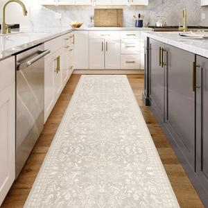 3' x 5' Upgraded Boho-Inspired Beige Decorative Vinyl Hallway Runner Mat