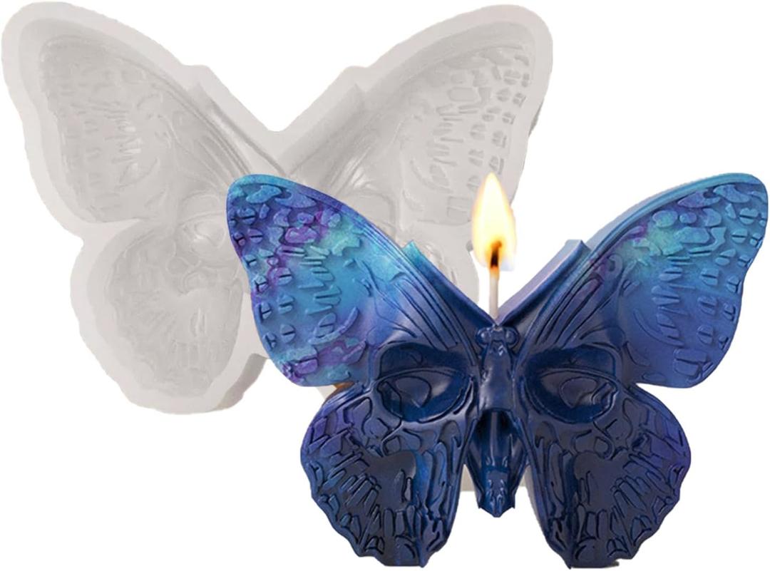 3D Skull Rose Butterfly Candle Mold, Resin Casting Hand Crystal Ball Mold Ghost Silicone, Resin Candle, Handmade Soap Making Molds (Skull)