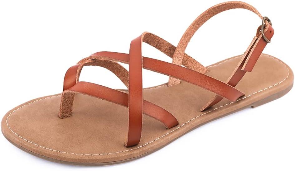 Women's Gladiator Flat Sandals Fisherman Strappy Sandals Ankle Strap Sandals, Size 9