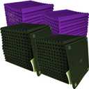 96 Pack Allxinlog Absorb the echo Acoustic Foam Panel Wedge Studio Soundproofing Wall Tiles 12" X 12" X 1" (48Purple+48Black)