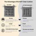 ELFJOY Rocking Chair Cushion Large Rocking Chair Pads with Ties Premium Tufted High Back and Seat Cushion 2 Piece Set Grey