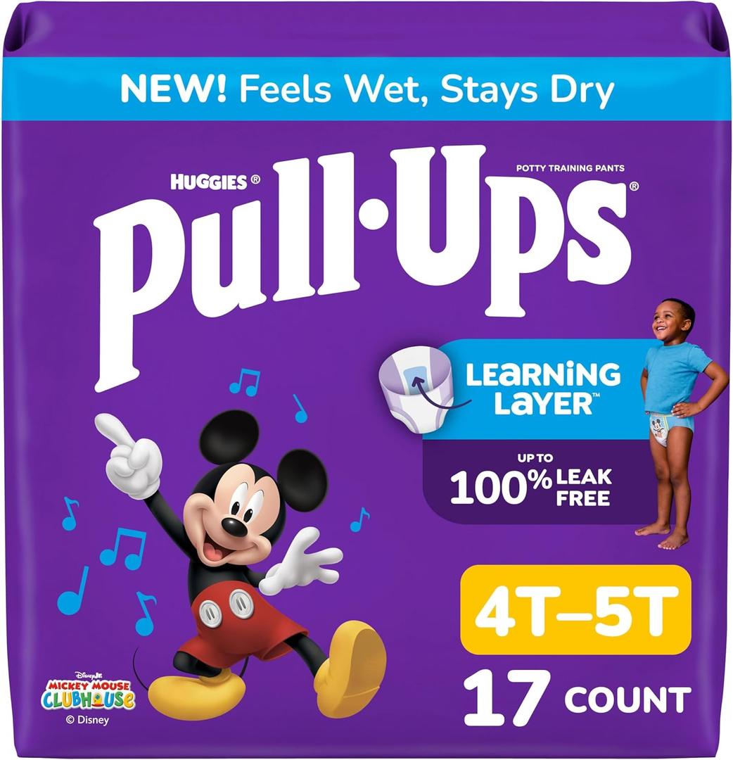 Pull-Ups Boys' Potty Training Pants, Size 4T-5T Training Underwear (38-50 lbs), 17 Count