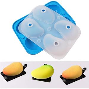 4 Holes 3D Mango Shape Cake Mold Fruit Pudding Ice Tray Mold Jelly Pastry Ice Cream Mould Mousse Cake Baking Molds