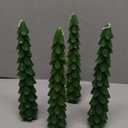 4 Pcs Christmas Tree Taper Candles-10 Inch Unscented Tree Shaped Taper Candle-Green Christmas Decorative Tree Candles for Home Decor Party Centerpiece Decoration
