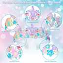 CAVETEE Mermaid Birthday Crown, Mermaid Rhinestones Tiara Mermaid Party Tiara Birthday Party Crown for Women, Party Favor Hair Accessories for Birthday Prom Theme Party Halloween, Pink