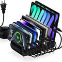 Charging Station, 65W 8 Ports Multi Charger Station USB Charging Dock for Multiple Devices for Samsung Galaxy A16 A15 5G A14 A13 S25 Ultra S24 FE S23 S22 A56 iPhone 16e 16 15 Pro Max, Pixel 9 Pro XL (Black)