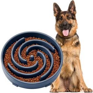 JASGOOD Slow Feeder Dogs Bowl for Large Medium Dogs,Anti-Gulping Pet Slower Food Feeding Bowls Stop Bloat,Preventing Choking Healthy Design Dogs Bowl (G-Ink Blue)