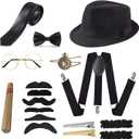 1920s Men Accessories Set Roaring 20s Costume Retro Gatsby Gangster Grandpa Accessories Set