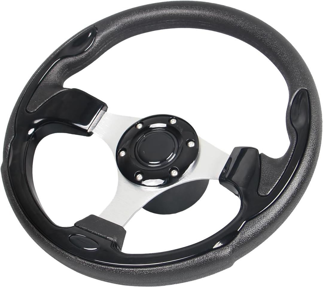12.5" Black Boat Steering Wheel Anti-Slip 3/4 Inch Axle Marine Steering Wheel Adapter for Seastar and Verad, etc. for Marine Boats, Vessels, Yacht, Pontoon Boat
