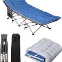 HAITRAL Portable Camping Cot with Mattress - Outdoor Folding Heavy Duty Sleeping Bed with Side Pocket for Adults - Oxford Single Lounge Chaise for Camping Tent Beach Office Max Load 300 LBS (Grey), 74 * 26 * 14 inches