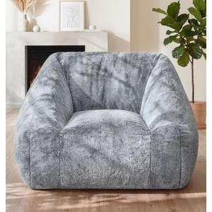 Hobestluk Bean Bag Chair Plush Accent Chair Armrest Living Room Adult Grey | Memory Foam Filled,Oversized Large Cozy Comfy Plush Chair,Lazy Sofa,Armrest,Living Room Bedroom Dorm,Washable cover, 30 inches x 37 inches x 46 inches
