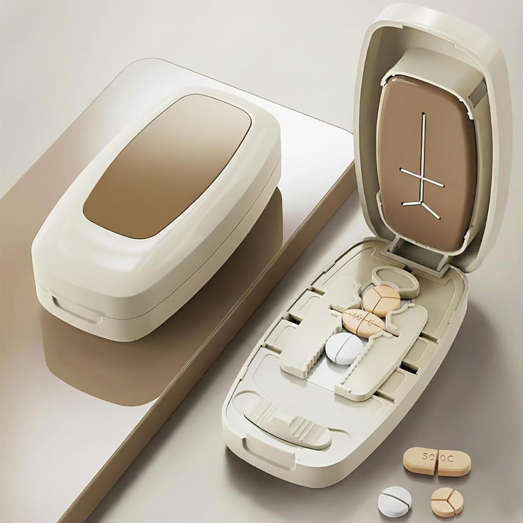 Premium Multi-Pill Cutter  Cut Multiple Large or Small Tablets at Once, Medical-Quality Stainless Steel Blades, Time-Saving Pill Splitter for Home, Care Facilities & Travel (White)