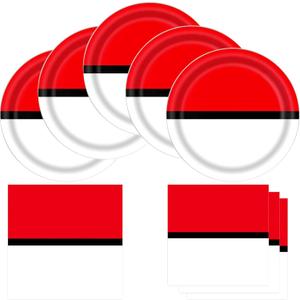 Cartoon Animation Birthday Party Supplies, 20 Plates and 20 Napkins, for Cartoon Ball Video Games Birthday Party Baby Shower Decorations