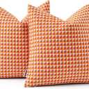 MIULEE Pack of 2 Outdoor Throw Pillow Covers Decorative Farmhouse Square Waterproof Pillows for Tent Patio Garden Balcony Sofa, 20x20 Inch Orange