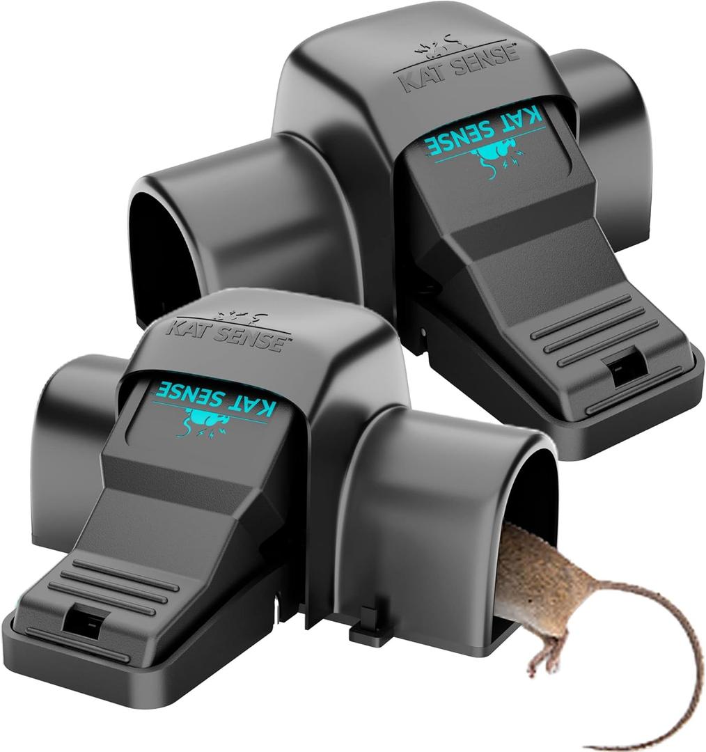 Rat & Chipmunk Traps, Prevents Accidental Triggering with Covered Tunneled Design, Quick Humane Kill, Indoor 'N Outdoor Mouse Snap Traps