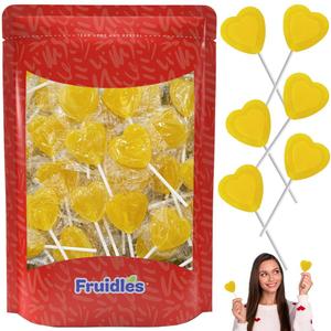 480-Count Lemon Double Heart Lollipops Double Heart Shaped Flavored, Individually Wrapped 18 Gram Lollipop (EXP 06/08/27)