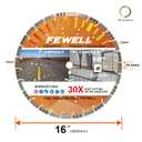 FEWELL 16" Premium Diamond Saw Blade, Multi-Purpose Diamond Blade, Cutting Hard Reinforced Concrete Asphalt Masonry Stone Terrazzo, Laser-Welded Segmented, 1"-20mm Arbor