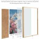 Natural Oak Tropical Island Frame Wall Art, 12x16inch White and Blue Architectural Pink Flower Canvas Wall Printed Matter, Classic City Landmark Wall Decoration Office Bedroom Living Room