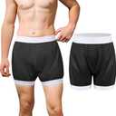Carer Adult Diaper Cover Unisex Washable Incontinence Boxer Briefs Enclosed Elastic Leakproof Incontinence Underwear for Men Women Incontinence Supplies (Black Large)