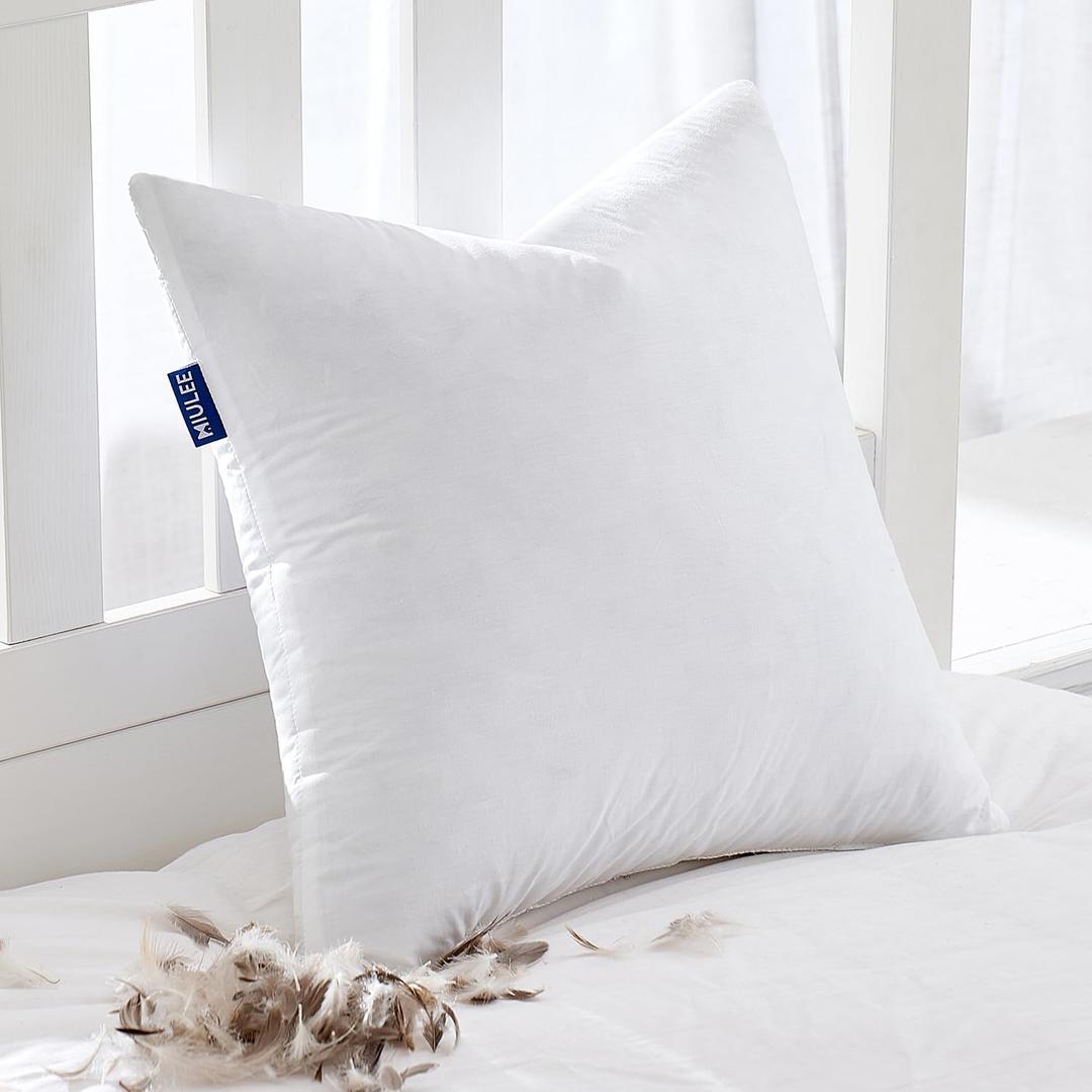 MIULEE Feather Pillow Insert 24x24, Decorative Down Throw Pillow Insert Fluffy Throw Pillow Cotton Fabric for Sofa Bed Couch
