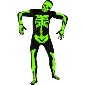 Morphsuits Adult Skeleton Costume Men, Mens Skeleton Costume Glow in Dark, Skeleton Adult Costume, Glow in Dark Skeleton (Large)
