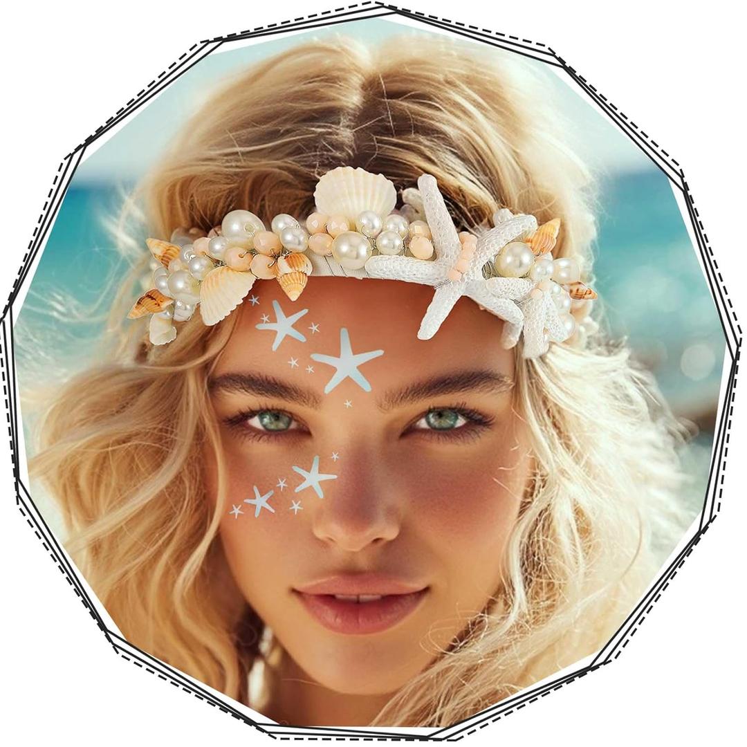 Brishow Mermaid Crowns and Tiaras Seashell Headband Headpiece for Women and Girls