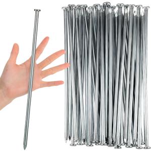 Nuenen 60 Pcs Metal Heavy Duty Stakes Landscape Anchoring Spikes Garden Edging Spikes for Artificial Turf Stakes, Paver Edging, Weed Barrier, Timber, Carpentry, Tent, Camping(12 Inch,Silver)