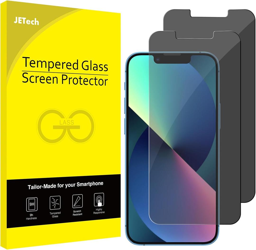 JETech Privacy Screen Protector for iPhone 16e 2025, iPhone 13/13 Pro 6.1-Inch, Anti Spy Tempered Glass Film, 2-Pack