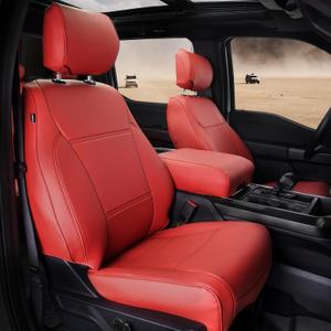Custom-Fit Red Carbon Fiber Pattern Leather Seat Covers for Ford F150 Truck (2015-2025, XL/XLT) - 13PCS