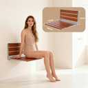 20" Premium Folding Shower Seat Wall Mounted - Heavy Duty 400lb Capacity, Durable Teak Wood Shower Bench