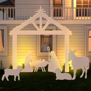 DIY 4-6ft Christmas Nativity Scene Silhouette Sticker Template Set Decoration for Wooden PP Board Cutting Tracing for Holiday Outdoor Indoor Lawn Patio Pathway Garden (Jesus)