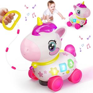 Unicorn Toys for 1 Year Old Girl Gifts, Musical Educational Baby Toy 6-12-18 Month, 1st Birthday Gift for 1 Year Old Girl Toys, Bilingual Learning Present for 7 8 9 10 12 Month
