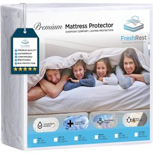 FreshRest Queen Mattress Protector Encasement, 100% Waterproof Bed Cover |Six-Sided,Hypoallergenic,Washable Bedding with Bedbug Protections for Dust Mite,Wetting & Water Proof Covers (Cubre Colchones)