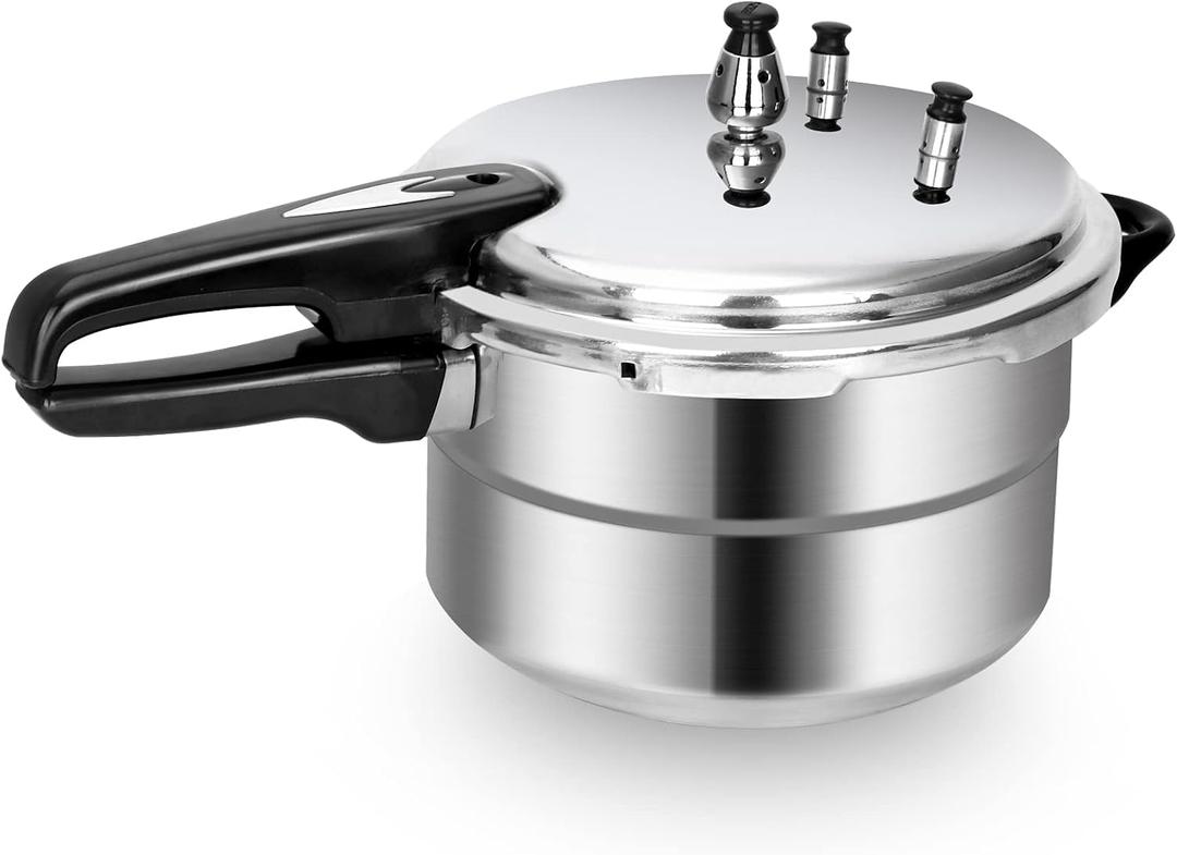BreeRainz 5.3 Qt Stovetop Pressure Cooker & Canner, 10 PSI Induction Compatible Aluminum Pressure Canning Pot, Fast Cooking 70% Faster, Safe Triple Valve System, for Home & Small Kitchens