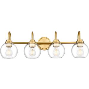 Bathroom Light Fixtures, 4-Light Brushed Gold Vanity Lights with Globe Clear Glass, 30 Inch Champagne Bronze Vanity Lighting Fixtures Over Mirror, AD-22280-4W-GD