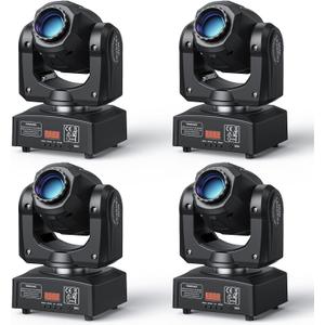 Moving Head DJ Lights, U`King 50W LED Moving Head Light with 7 Gobos 7 Colors and Open White Beam Spotlight by DMX and Sound Activated for Wedding DJ Disco Parties Live Show Church Bar (Set of 4)