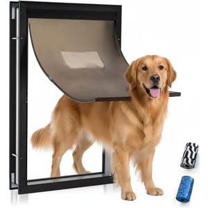 Classicmacher Dog Door for Large Dogs, X-Large Aluminum Frame Pet Door with 2-Way Lock, Easy Install on Interior Door/Screen/Wall, Weatherproof Magnetic Flap (X-Large, Black)